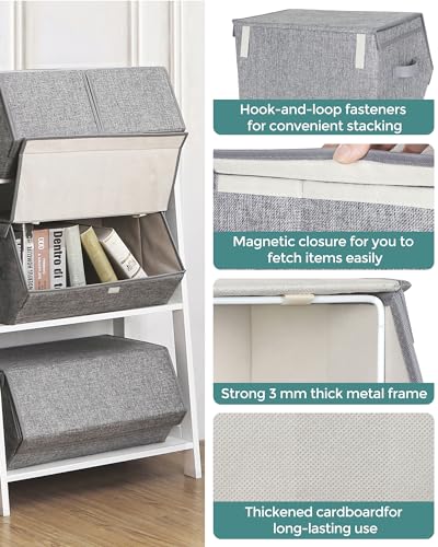SONGMICS Storage Bins With Lids, Gray URLB22GY - Image 4