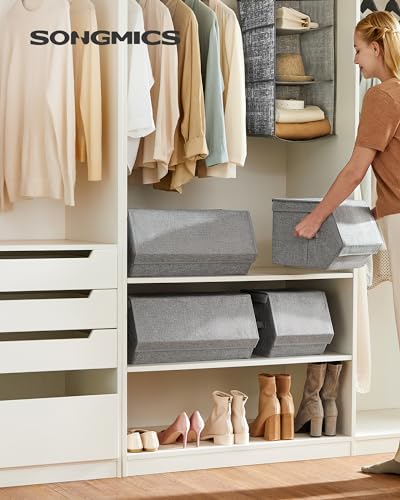 SONGMICS Storage Bins With Lids, Gray URLB22GY - Image 2