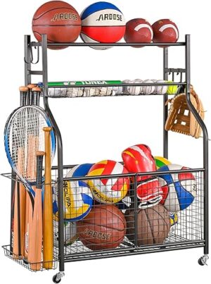 Mythinglogic Sports Equipment Garage Ball Storage Cart