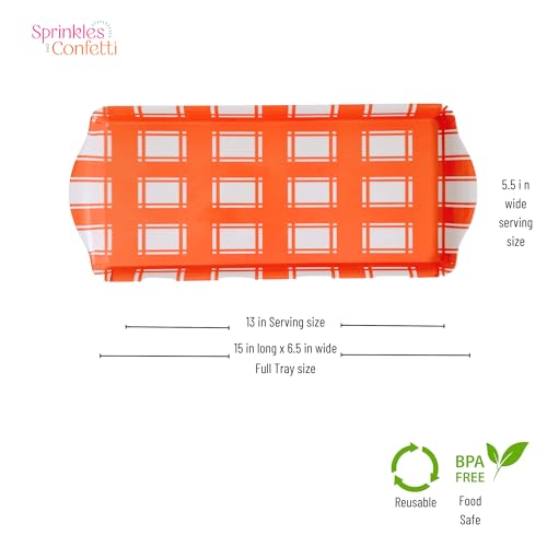 Sprinkles & Confetti Orange Gingham Melamine Serving Tray - Image 3