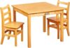 ECR4Kids Square Hardwood Table With Chairs, Honey