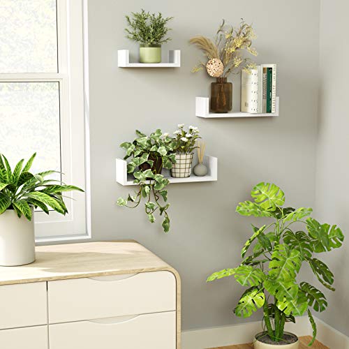 SRIWATANA Floating Solid Wood Wall Shelves, White - Image 4