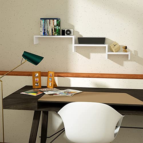SRIWATANA Floating Solid Wood Wall Shelves, White - Image 5