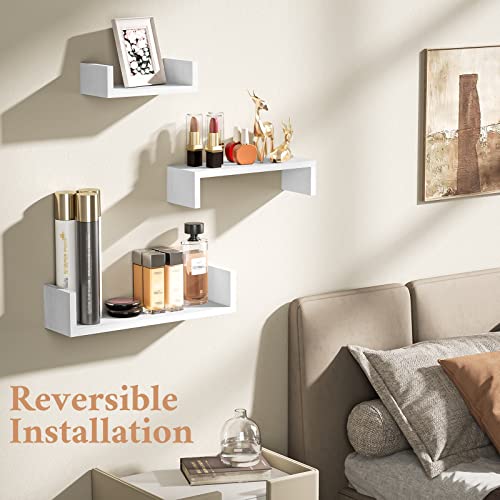 SRIWATANA Floating Solid Wood Wall Shelves, White - Image 2
