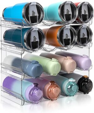 spospo Stackable 4 Tier Water Bottle Organizer