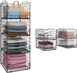 Jakyitvi Stackable Closet Storage Bins, 4 Pack
