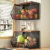 Litwaro Stackable Fruit Basket With Wood Lid