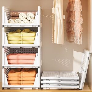Neprock Stackable Plastic Storage Drawers, 4 Pack