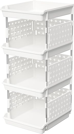 Lifewit Stackable Storage Baskets, 4 Tier Bins