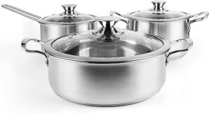 ASKSCICI Stainless Steel Cookware Set, 6 Piece