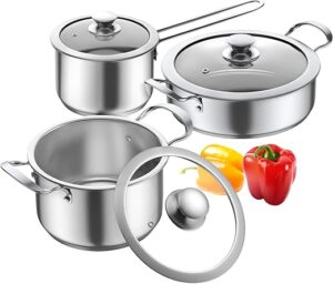 Aufranc Stainless Steel Nonstick Cookware Set, 6 Piece