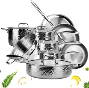 imarku Stainless Steel Tri-Ply Cookware Set