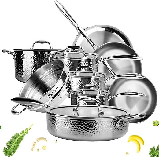 imarku Stainless Steel Tri-Ply Cookware Set