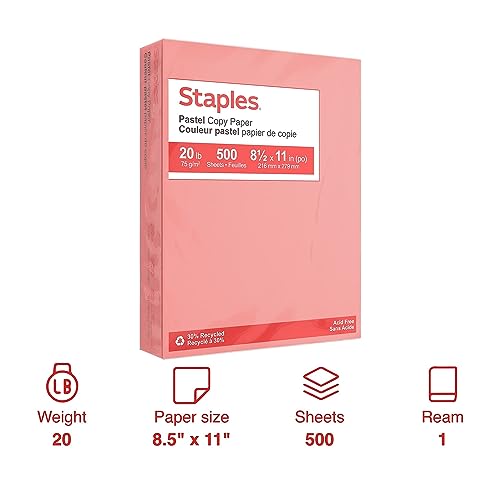 STAPLES Pastel Colored Copy Paper Salmon 14783 - Image 2