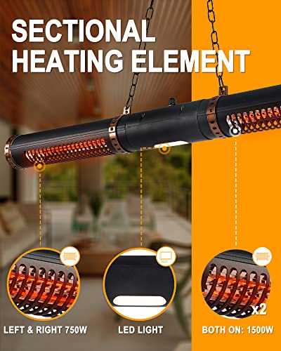 STAR PATIO Electric Hanging Patio Heater, 750/1500W Infrared - Image 2