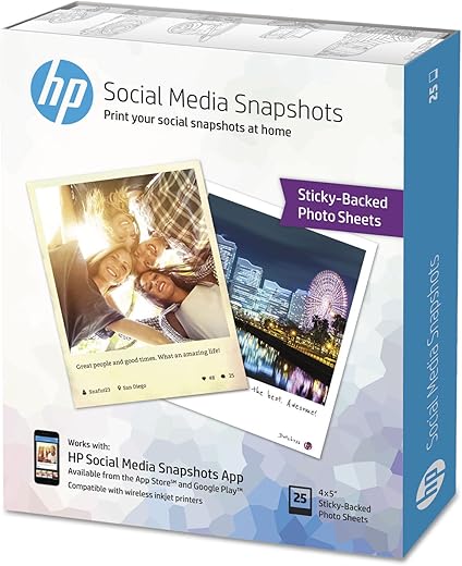 HP Sticky-Backed Glossy Photo Paper 4x5