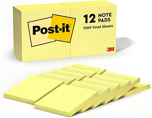 Post-it Sticky Note Pads, 3x3 Inches, Canary Yellow