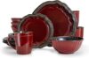 Elama Stoneware Dinnerware Dish Set Dark Red