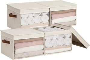 StorageWorks Storage Bins With Lids, Beige, 4-Pack