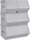 SONGMICS Storage Bins With Lids, Gray URLB22GY