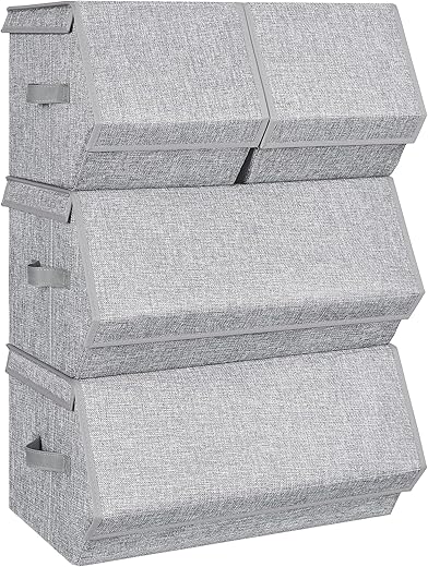 SONGMICS Storage Bins With Lids, Gray URLB22GY