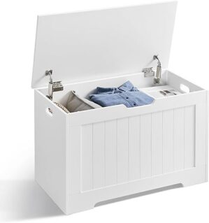 VASAGLE Storage Chest: Farmhouse Style Shoe Bench ULHS11WT
