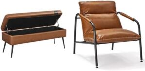 VASAGLE Storage Ottoman Bench, Caramel Brown ULOM074K01