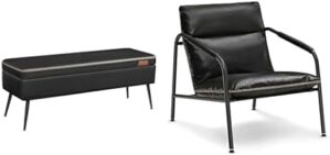 VASAGLE Storage Ottoman Bench, Ink Black ULOM074B01