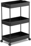 SPACEKEEPER Storage Rolling Cart 3 Tier, Black