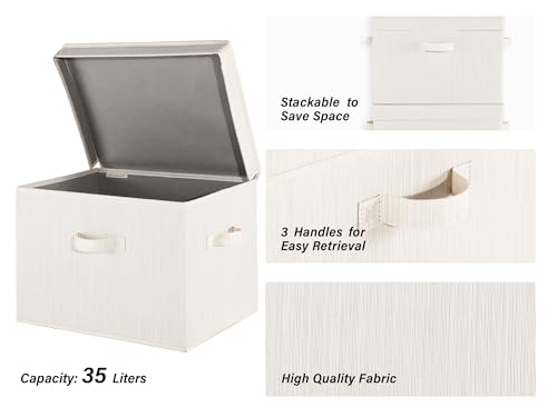 StorageWorks Closet Storage Bin With Lids, Fabric Bins - Image 3