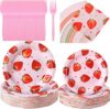 Zhehao Strawberry Party Tableware Set 144 Pcs