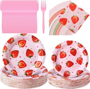 Zhehao Strawberry Party Tableware Set 144 Pcs