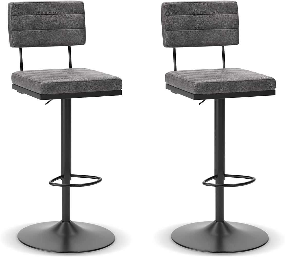 Signature Design by Ashley Strumford Adjustable Barstool, Gray, 2 Count