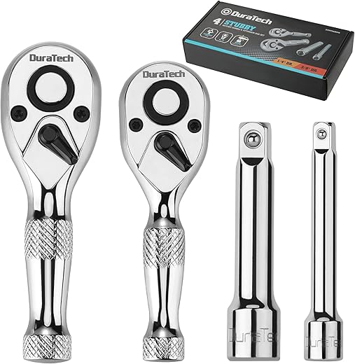 DURATECH Stubby Ratchet Set, 1/4 & 3/8-Inch