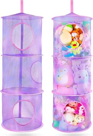 Basumee Stuffed Animals Storage Net Hammock, Purple