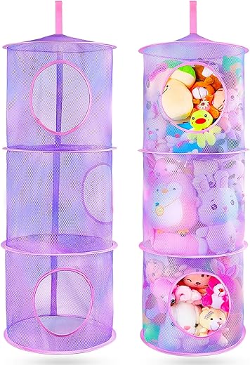 Basumee Stuffed Animals Storage Net Hammock, Purple