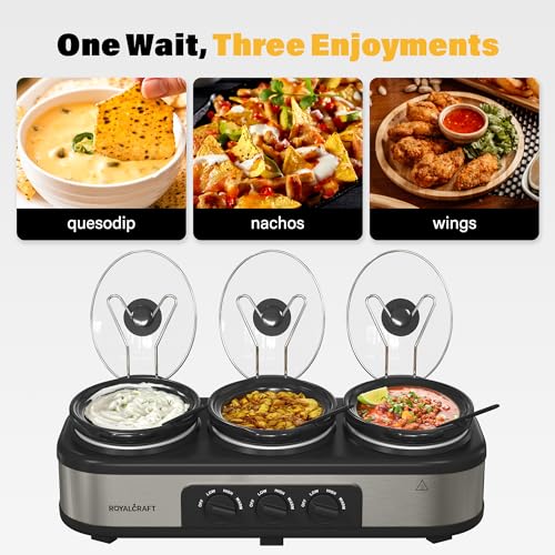 Sunvivi Triple Slow Cooker Buffet Server, Silver - Image 5