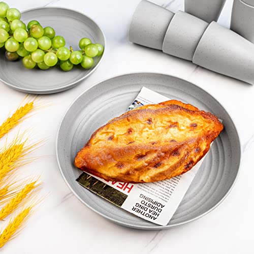 supernal Wheat Straw Dinnerware Set, 32pcs Grey - Image 3