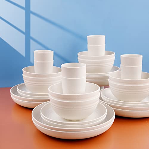 supernal Wheat Straw Unbreakable Dinnerware Set, Beige - Image 3