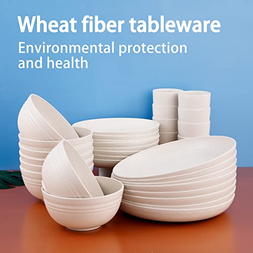 supernal Wheat Straw Unbreakable Dinnerware Set, Beige - Image 4
