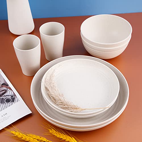 supernal Wheat Straw Unbreakable Dinnerware Set, Beige - Image 5