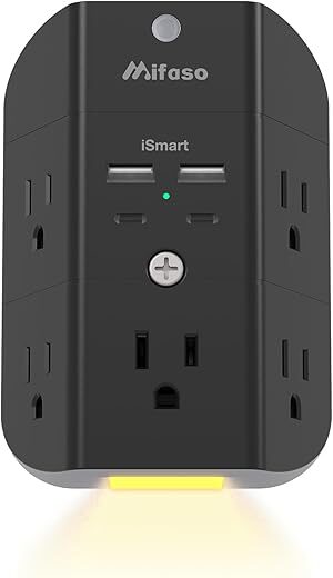 Mifaso Surge Protector Outlet Extender With Night Light