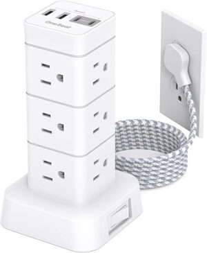 One Beat Surge Protector Power Strip Tower, 12 Outlets