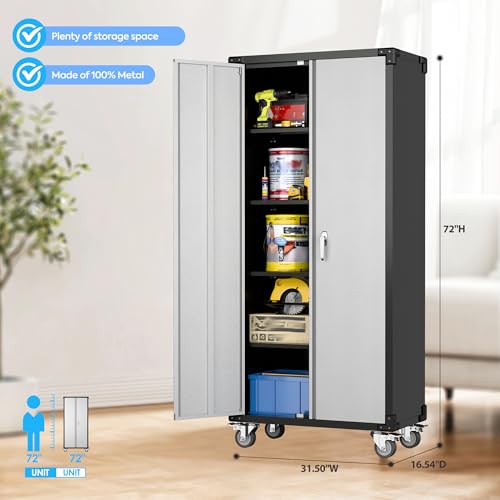 SUXXAN Garage Storage Cabinet With Wheels, 72 - Image 3