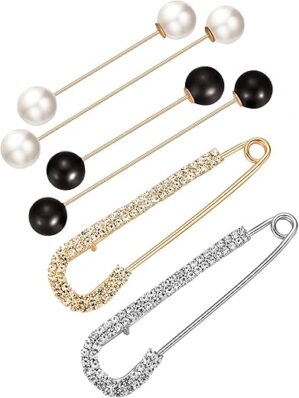 Chuangdi Sweater Shawl Clips Retro Pearl Brooch