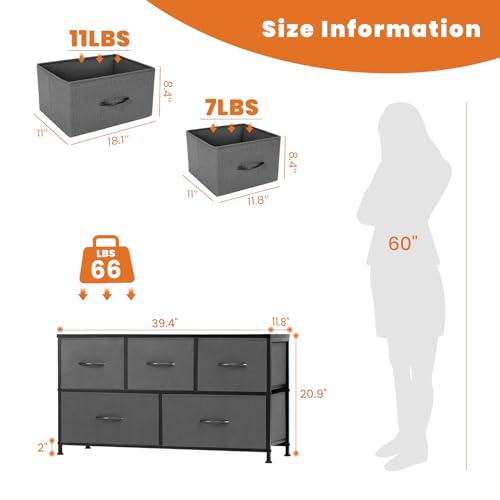 Sweetcrispy Dresser For Bedroom With 5 Drawers - Image 3