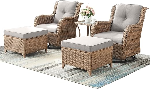 Swivel Chairs Set - 5 Piece Outdoor Conversation