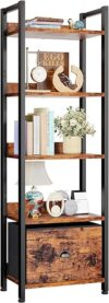 Furologee Tall Narrow Bookcase With Drawer