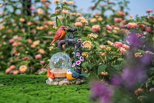 TERESA'S COLLECTIONS Red Cardinal Bird Statues With Solar Lights - Image 3