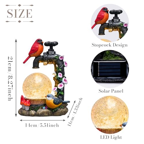 TERESA'S COLLECTIONS Red Cardinal Bird Statues With Solar Lights - Image 4